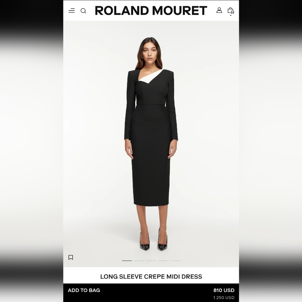 Roland Mouret Long Sleeve Crepe Midi Dress